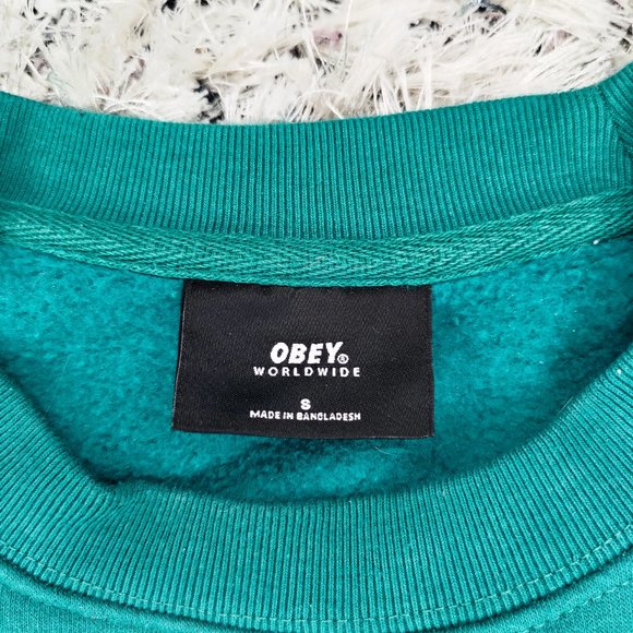 Retro Unisex Obey Embroidered Oversized Sweatshirt - Picture 3 of 5